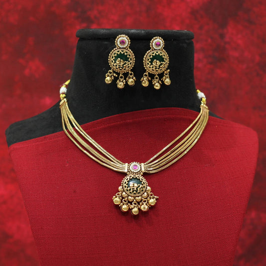 RAJWADI MATT NECKLACE SET
