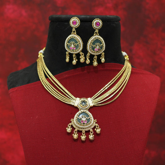 RAJWADI MATT NECKLACE SET