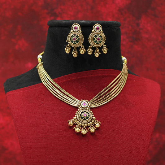 RAJWADI MATT NECKLACE SET