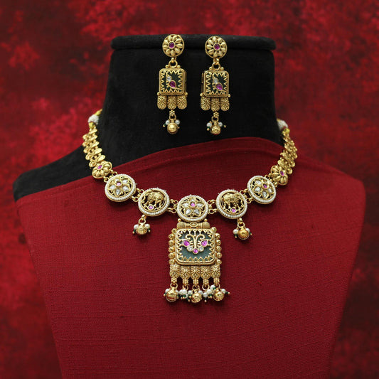 RAJWADI MATT NECKLACE SET