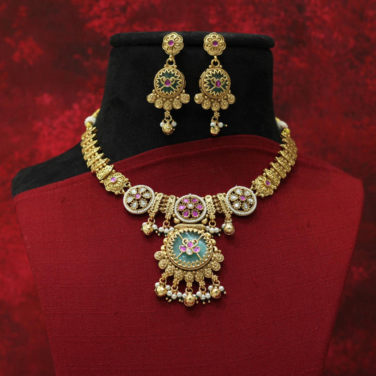 RAJWADI MATT NECKLACE SET