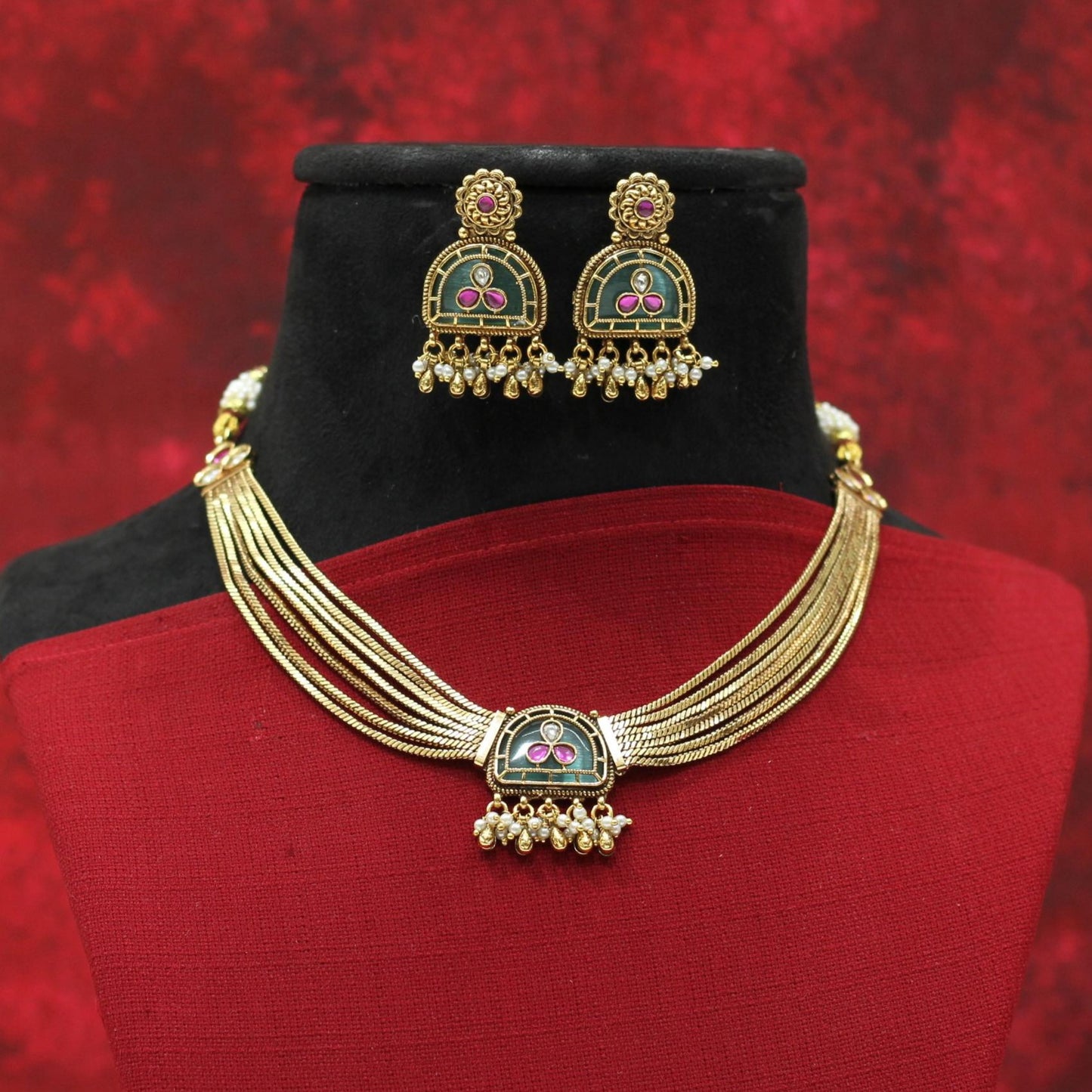RAJWADI MATT NECKLACE SET
