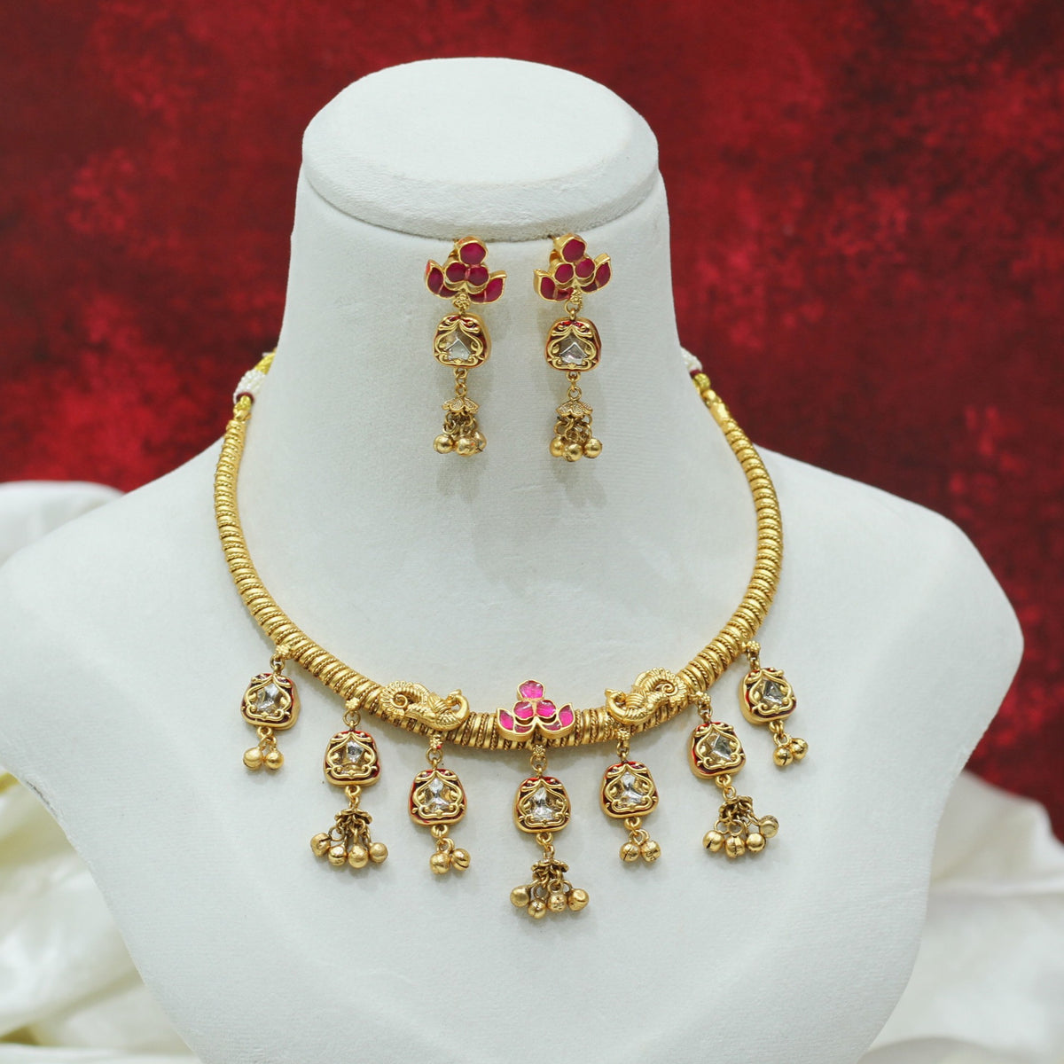 RAJWADI MATT NECKLACE SET