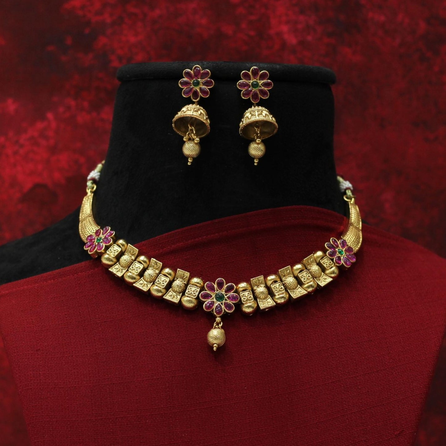 RAJWADI MATT NECKLACE SET