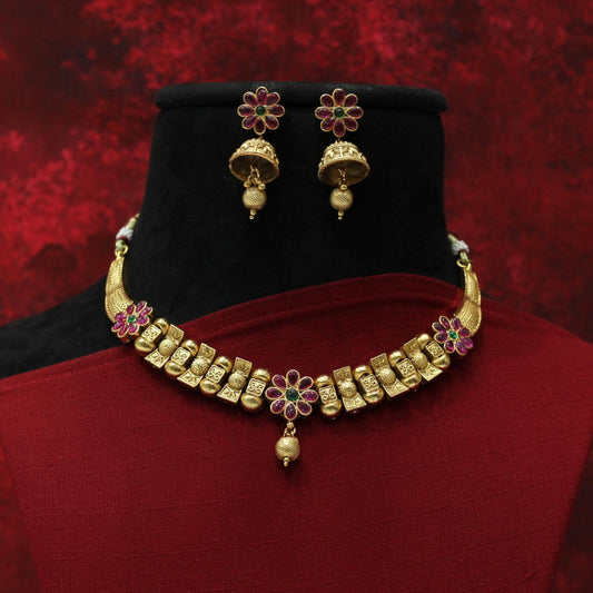 RAJWADI MATT NECKLACE SET