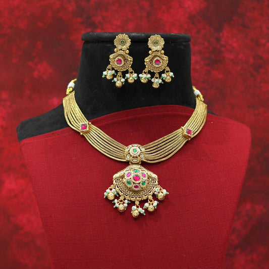 RAJWADI MATT NECKLACE SET
