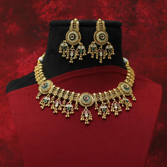 RAJWADI MATT NECKLACE SET