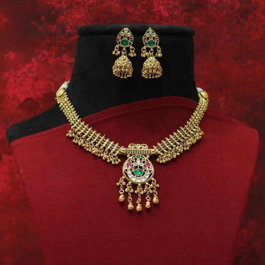 RAJWADI MATT NECKLACE SET