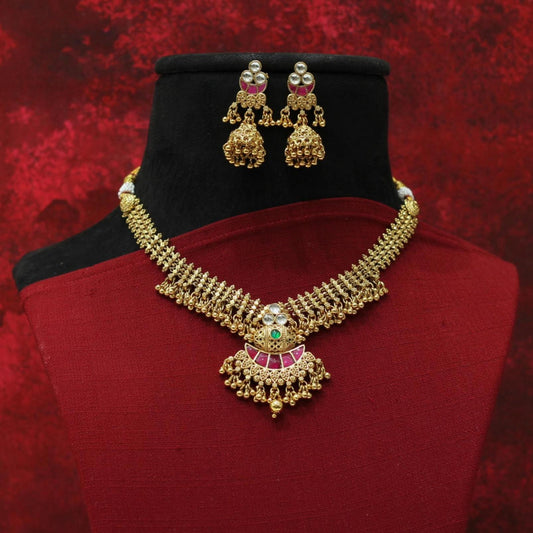 RAJWADI MATT NECKLACE SET