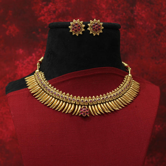 RAJWADI MATT NECKLACE SET