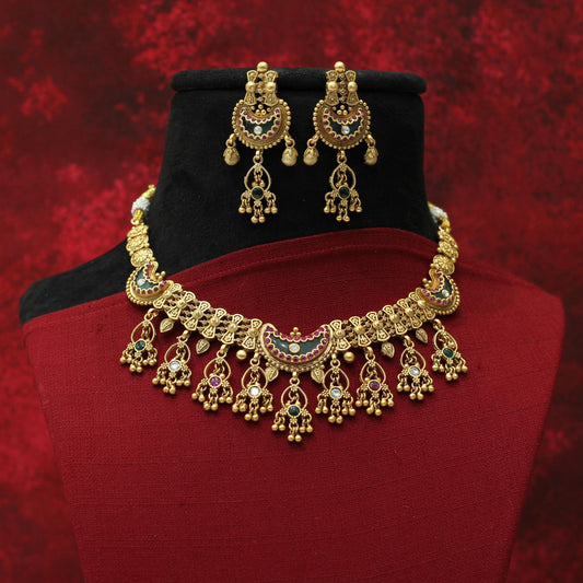 RAJWADI MATT NECKLACE SET