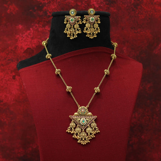 RAJWADI MATT PENDENT NECKLACE