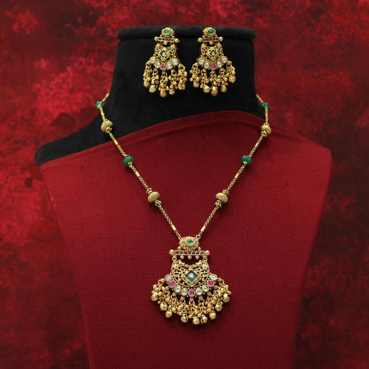 RAJWADI MATT PENDENT NECKLACE