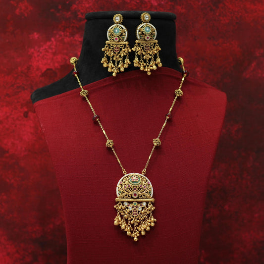 RAJWADI MATT PENDENT NECKLACE