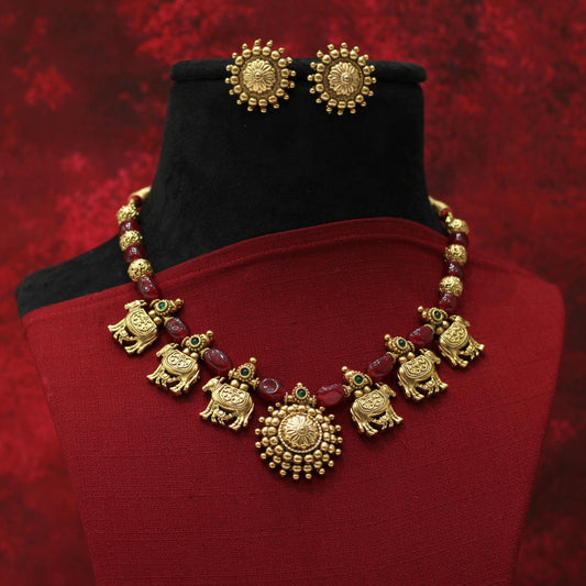 RAJWADI MATT NECKLACE SET