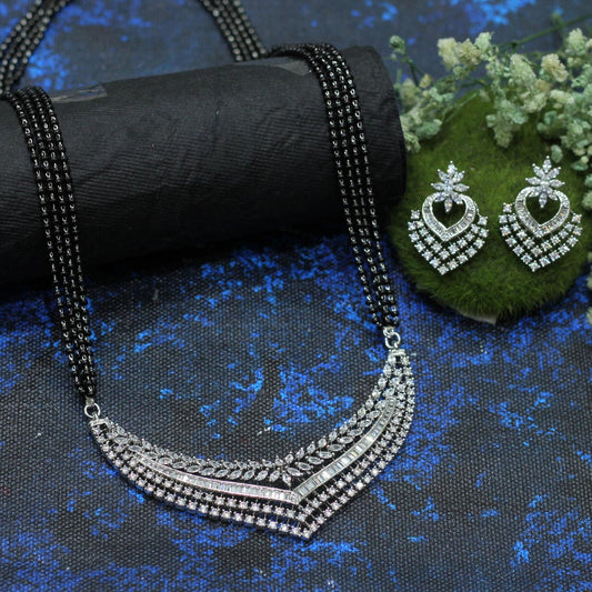 SILVER PLATED AD MANGALSUTRA WITH 4 LAYER MALA
