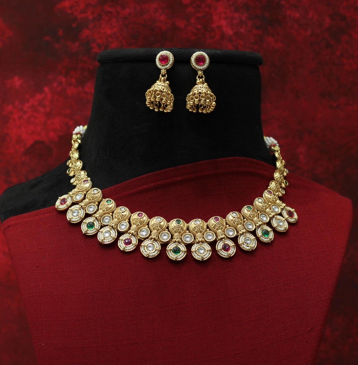 RAJWADI MATT NECKLACE SET
