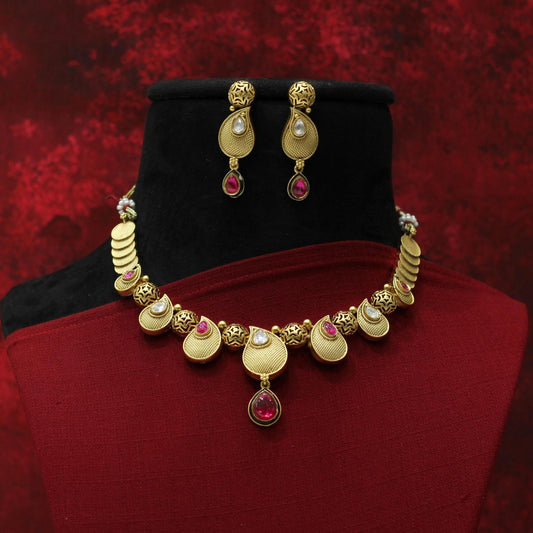 RAJWADI MATT NECKLACE SET