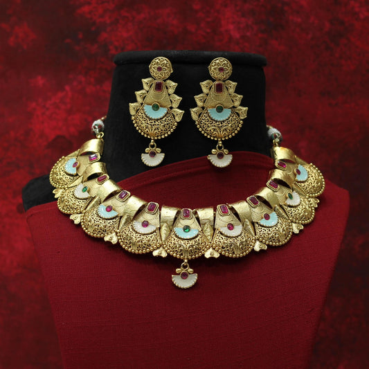 RAJWADI MATT NECKLACE SET