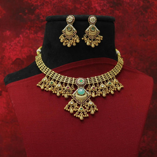 RAJWADI MATT NECKLACE SET