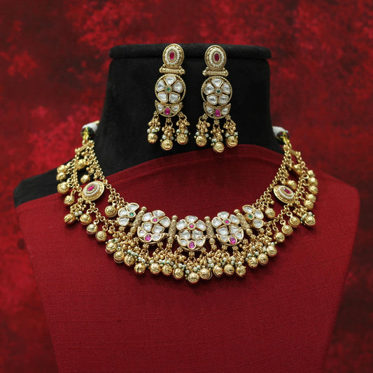 RAJWADI MATT NECKLACE SET