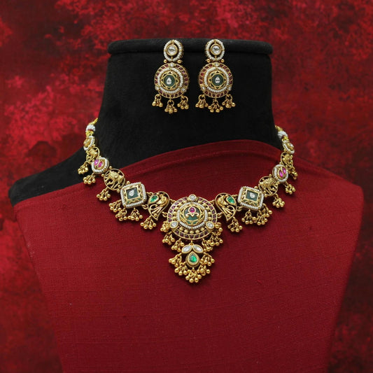 RAJWADI MATT NECKLACE SET
