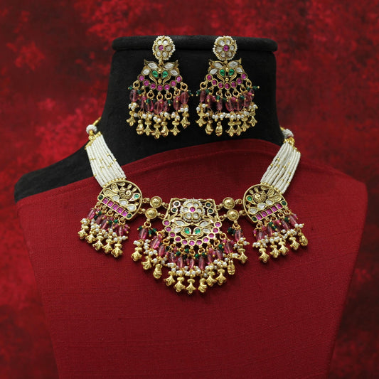 RAJWADI MATT NECKLACE SET
