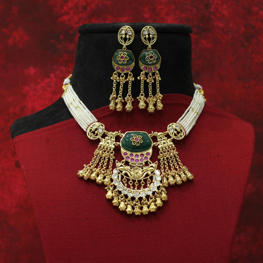 RAJWADI MATT NECKLACE SET