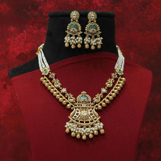 RAJWADI MATT NECKLACE SET
