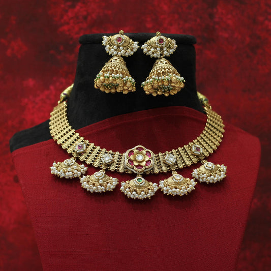 RAJWADI MATT NECKLACE SET
