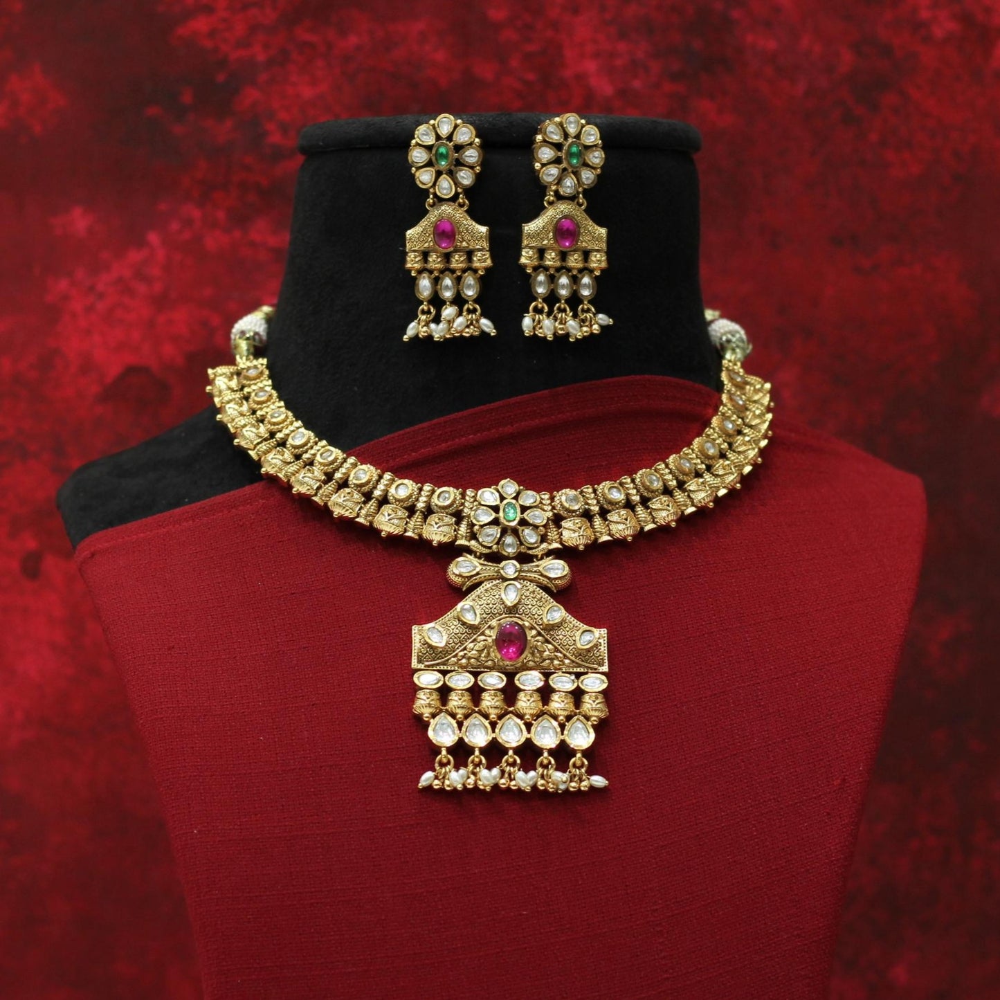 RAJWADI MATT NECKLACE SET