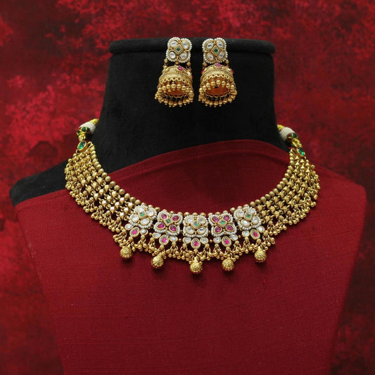 RAJWADI MATT NECKLACE SET