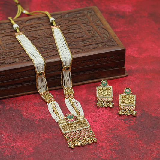 RAJWADI MATT MOTI NECKLACE SET