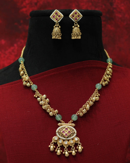 Heritage Rajwadi Matt Necklace Set