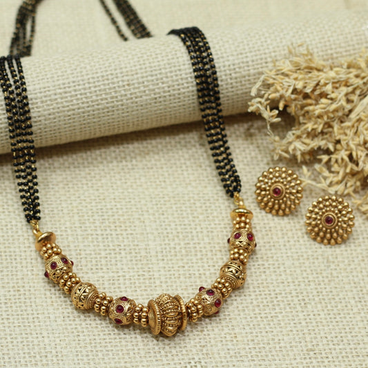 Matt Bead Mangalsutra With 4 Layer Mala