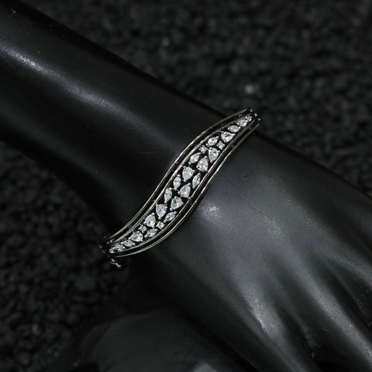 Black Polish Victorian Finish AD Kada Bracelet