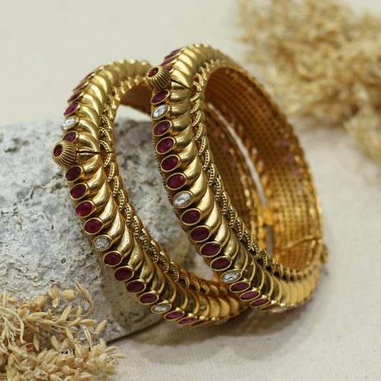 Rajwadi Matt Screw Openable Kundan Jadau Bangle